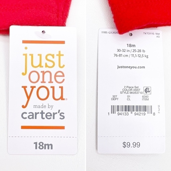 Christmas Shark Fleece Pajamas Set Carter’s Just One You Red Blue New NWT - Picture 3 of 4